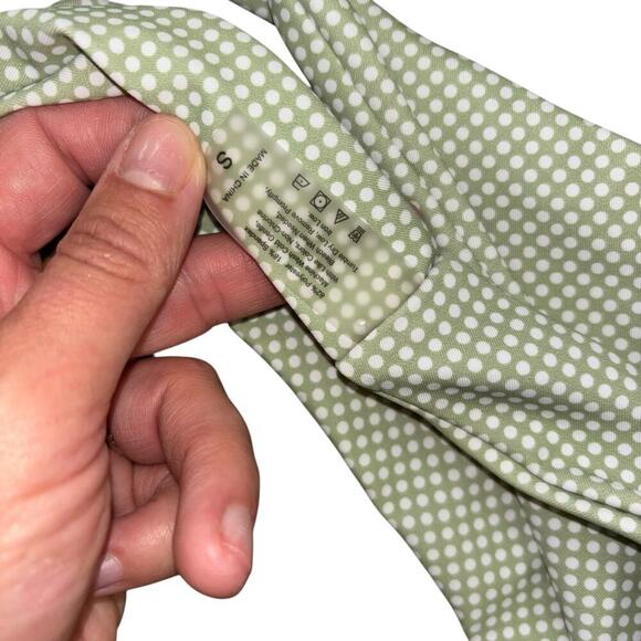 Green White Polka Dot Micro Bikini Women’s S Swim Beach Vacation Cheeky Thong - Picture 12 of 13